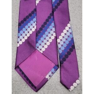 Turnbull Asser Tie Mens Purple Blue Geometric Dot Repp Stripe Silk Woven Necktie